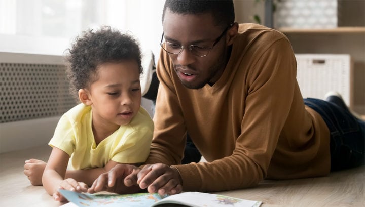 Father reading with his son